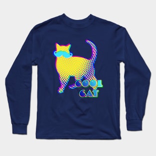 Funky Cool Cat Graphic Long Sleeve T-Shirt